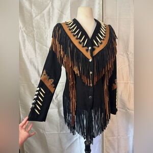 Vintage western fringe leather jacket